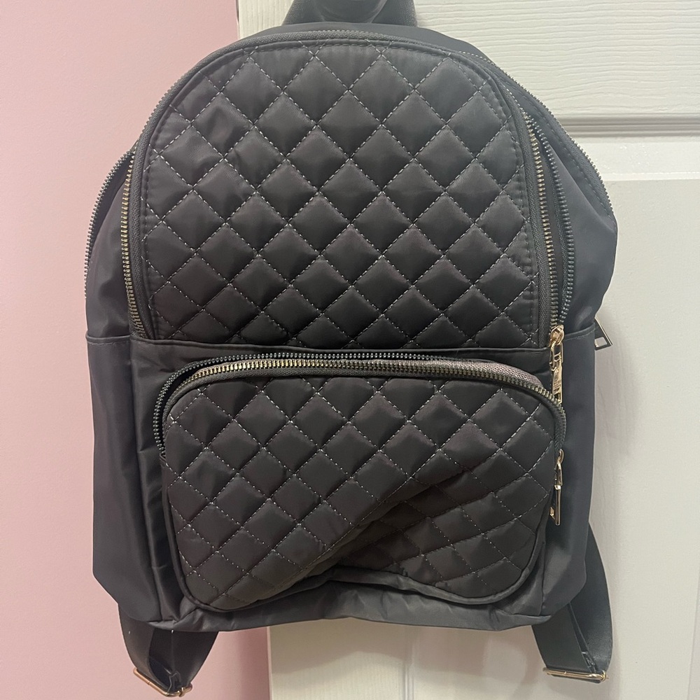 Chic Quilted Black Backpack